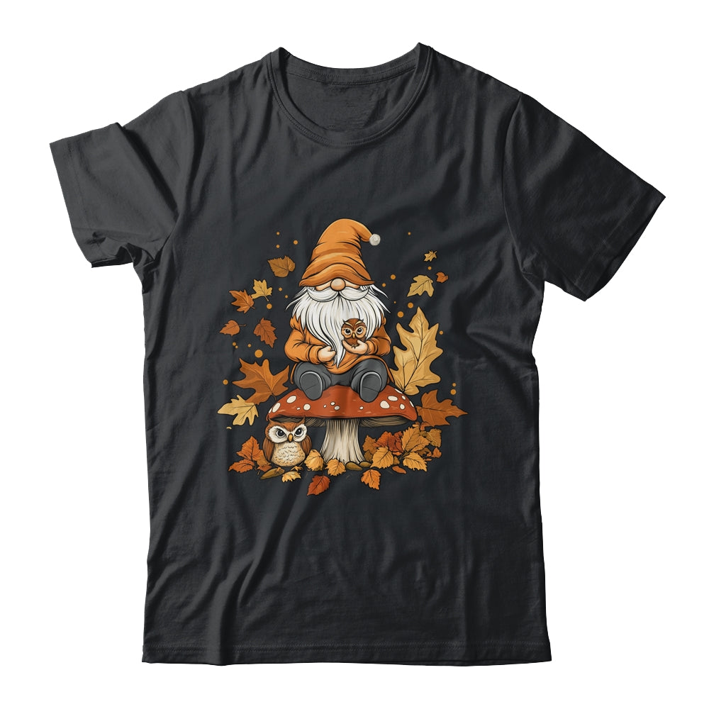 Autumn Season Design Leaves Owls And Cute Fall Gnome Shirt & Sweatshirt | siriusteestore