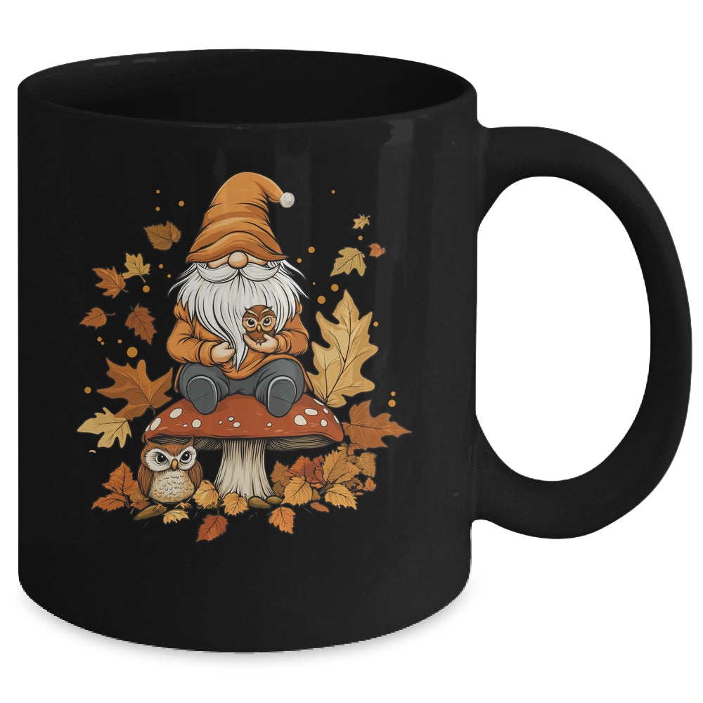 Autumn Season Design Leaves Owls And Cute Fall Gnome Mug | siriusteestore
