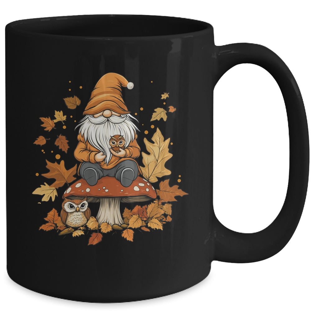 Autumn Season Design Leaves Owls And Cute Fall Gnome Mug | siriusteestore