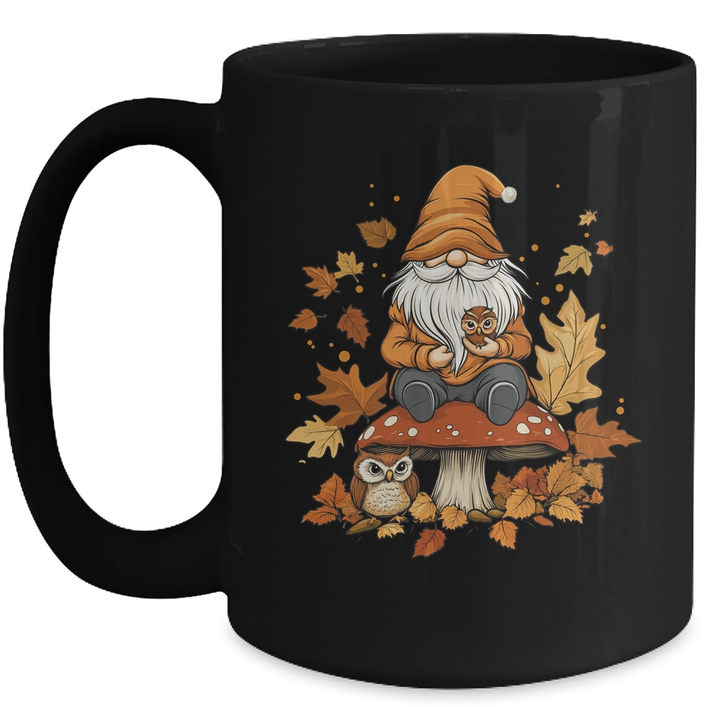 Autumn Season Design Leaves Owls And Cute Fall Gnome Mug | siriusteestore
