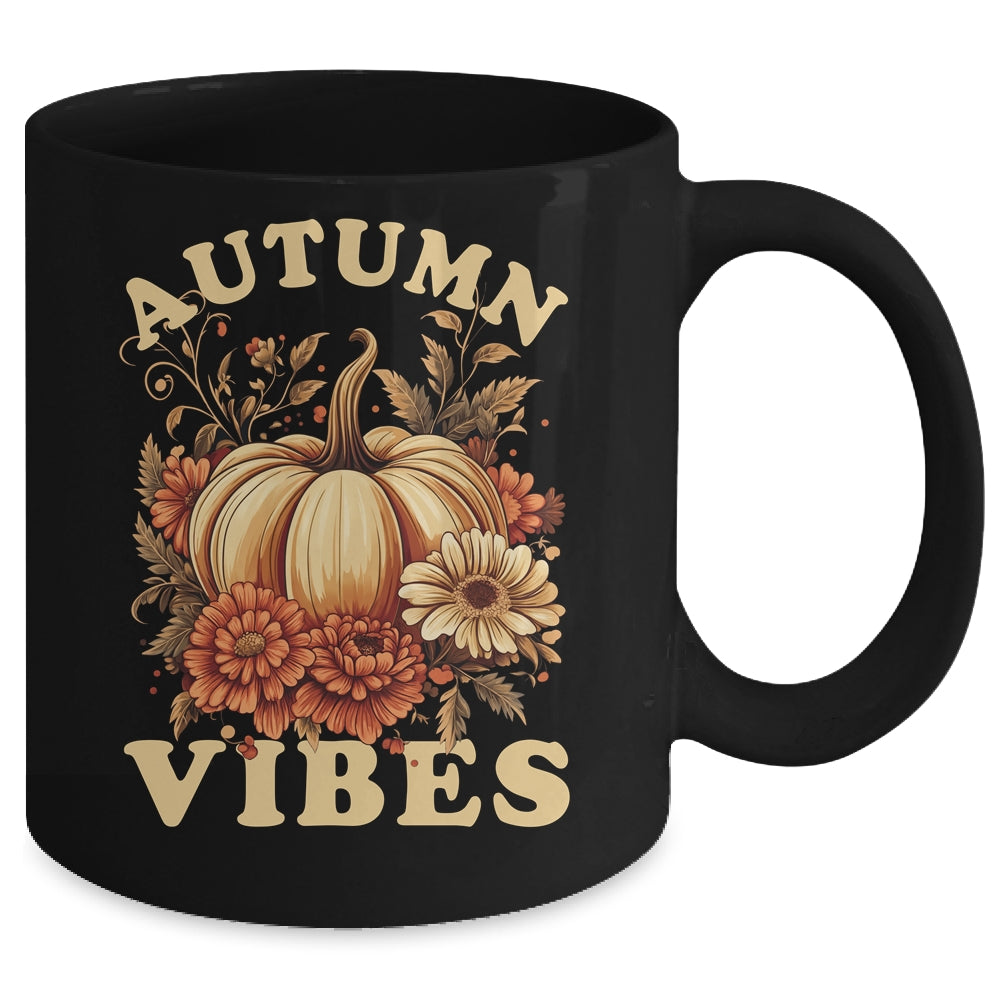 Autumn Vibes For Women Pumpkin Fall Graphic Thanksgiving Mug | siriusteestore