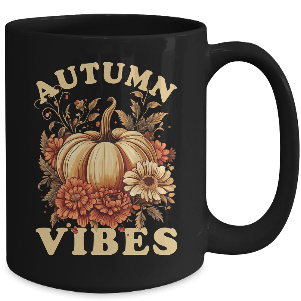 Autumn Vibes For Women Pumpkin Fall Graphic Thanksgiving Mug | siriusteestore