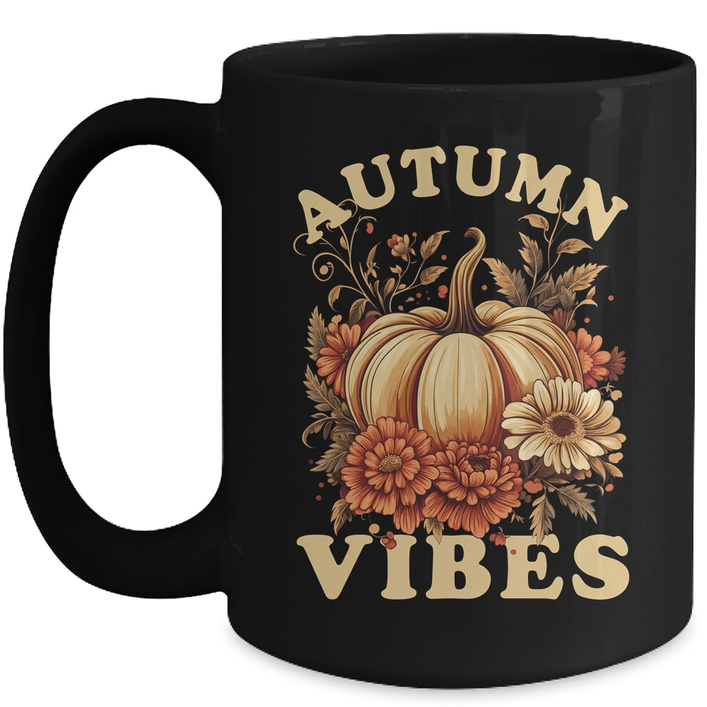 Autumn Vibes For Women Pumpkin Fall Graphic Thanksgiving Mug | siriusteestore