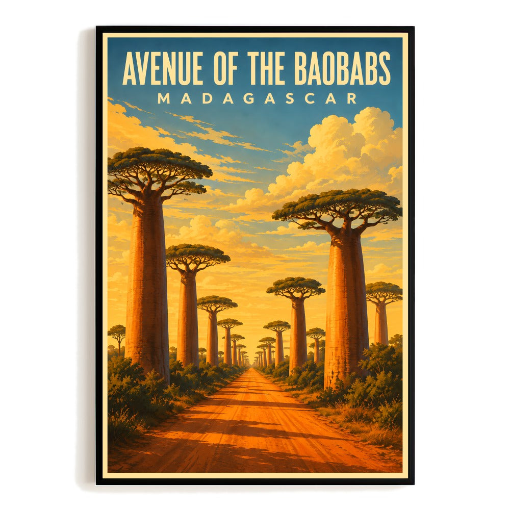 Avenue Of The Baobabs Madagascar Travel Poster Vintage Landscape Wall Art Decor Souvenir Print Painting Picture For Home Living Room Office Bedroom Decor Unframed | siriusteestore