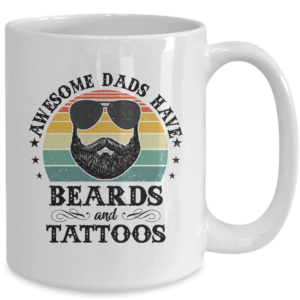 Awesome Dads Have Tattoos And Beards Funny Bearded Dad Mug | siriusteestore