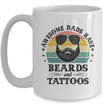 Awesome Dads Have Tattoos And Beards Funny Bearded Dad Mug | siriusteestore