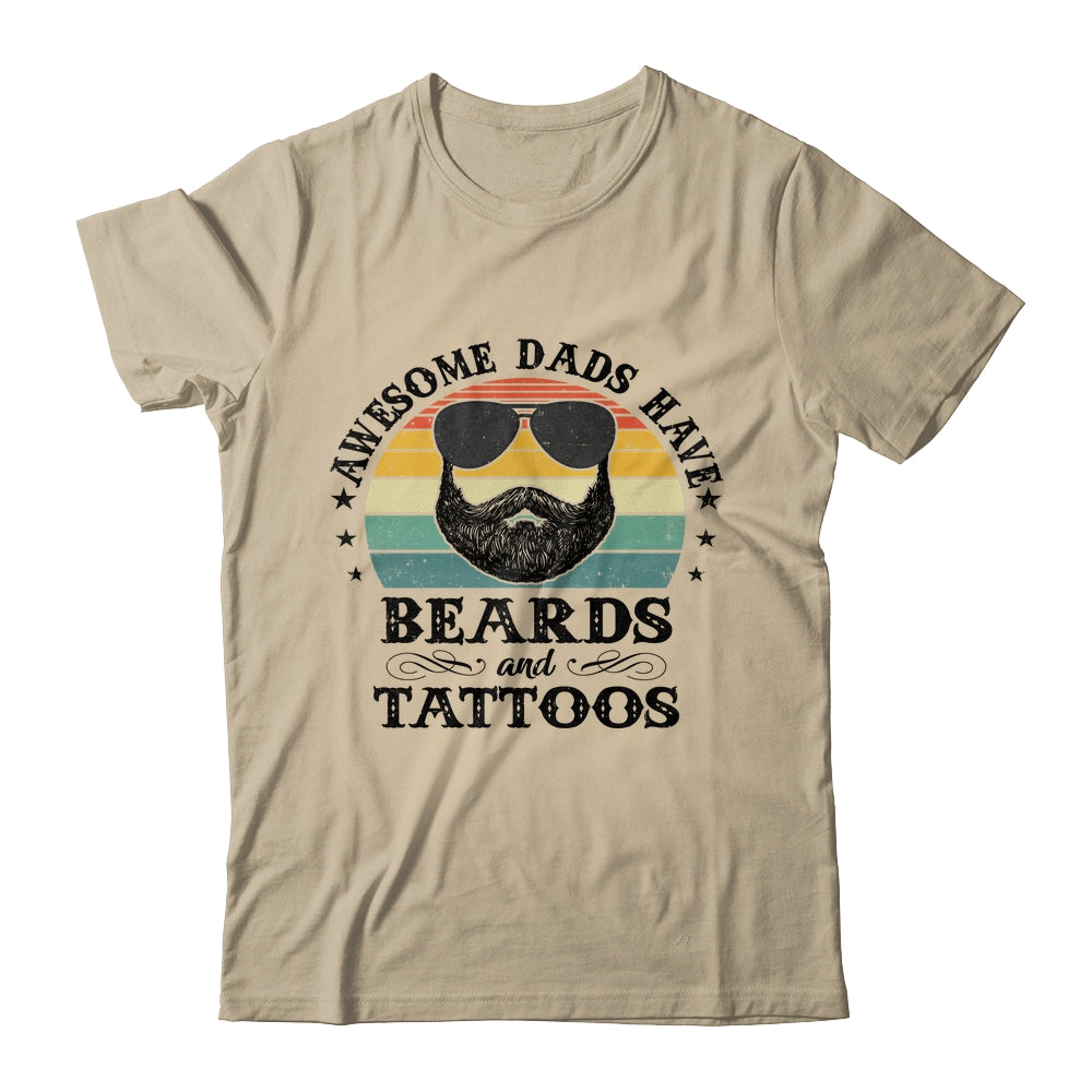 Awesome Dads Have Tattoos And Beards Funny Bearded Dad Shirt & Hoodie | siriusteestore