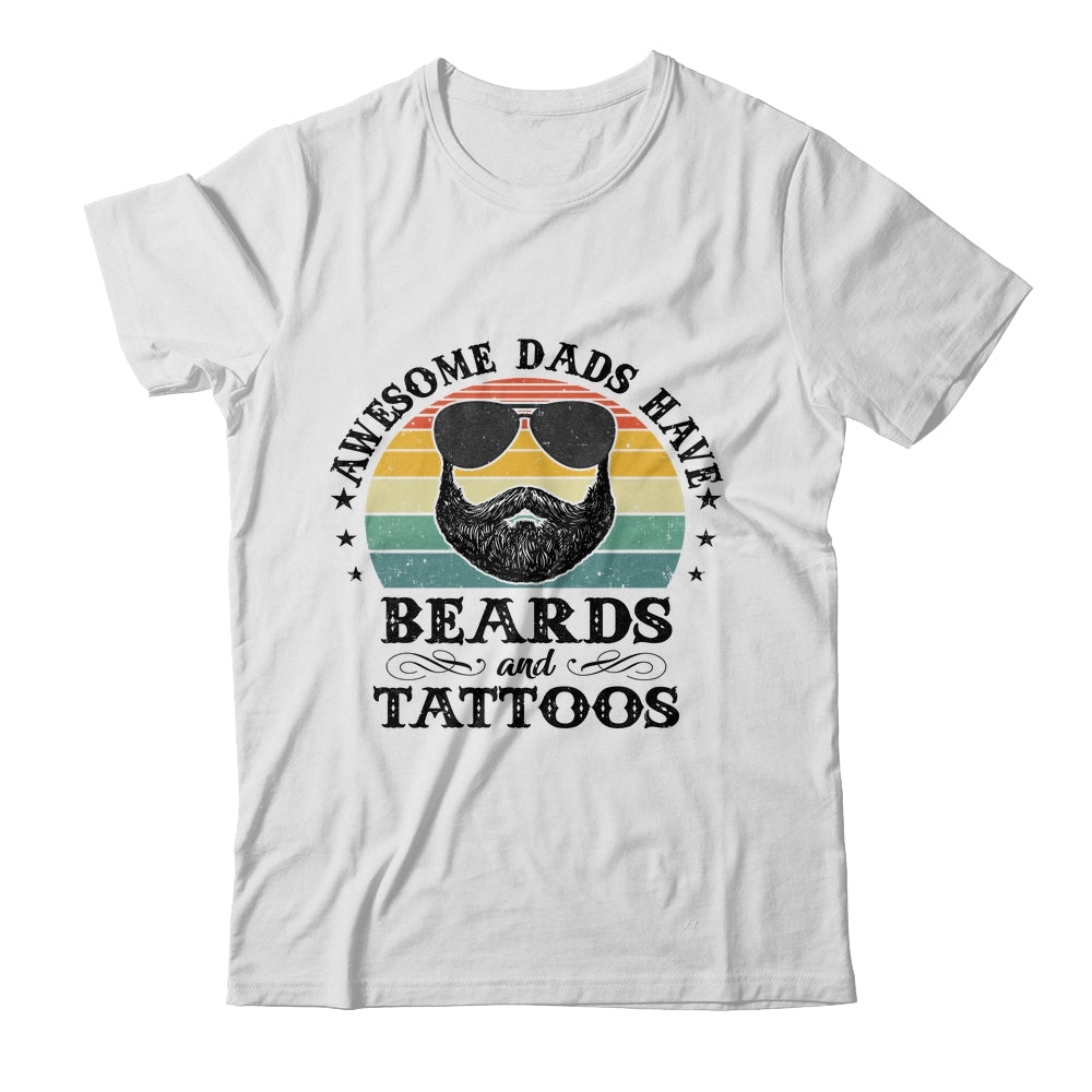 Awesome Dads Have Tattoos And Beards Funny Bearded Dad Shirt & Hoodie | siriusteestore