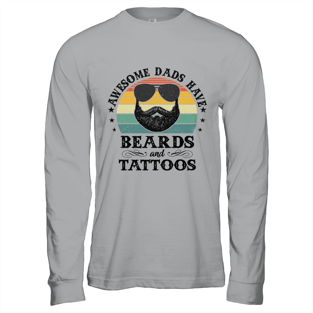 Awesome Dads Have Tattoos And Beards Funny Bearded Dad Shirt & Hoodie | siriusteestore