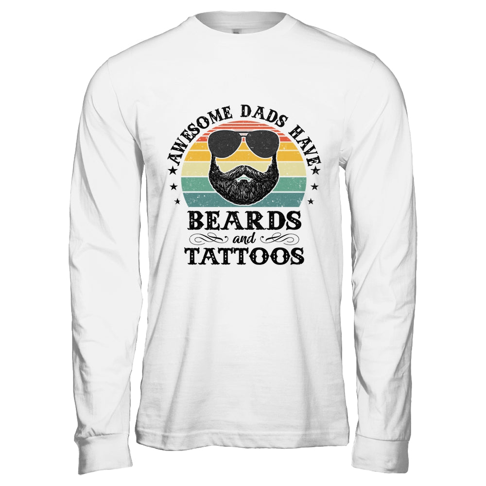 Awesome Dads Have Tattoos And Beards Funny Bearded Dad Shirt & Hoodie | siriusteestore