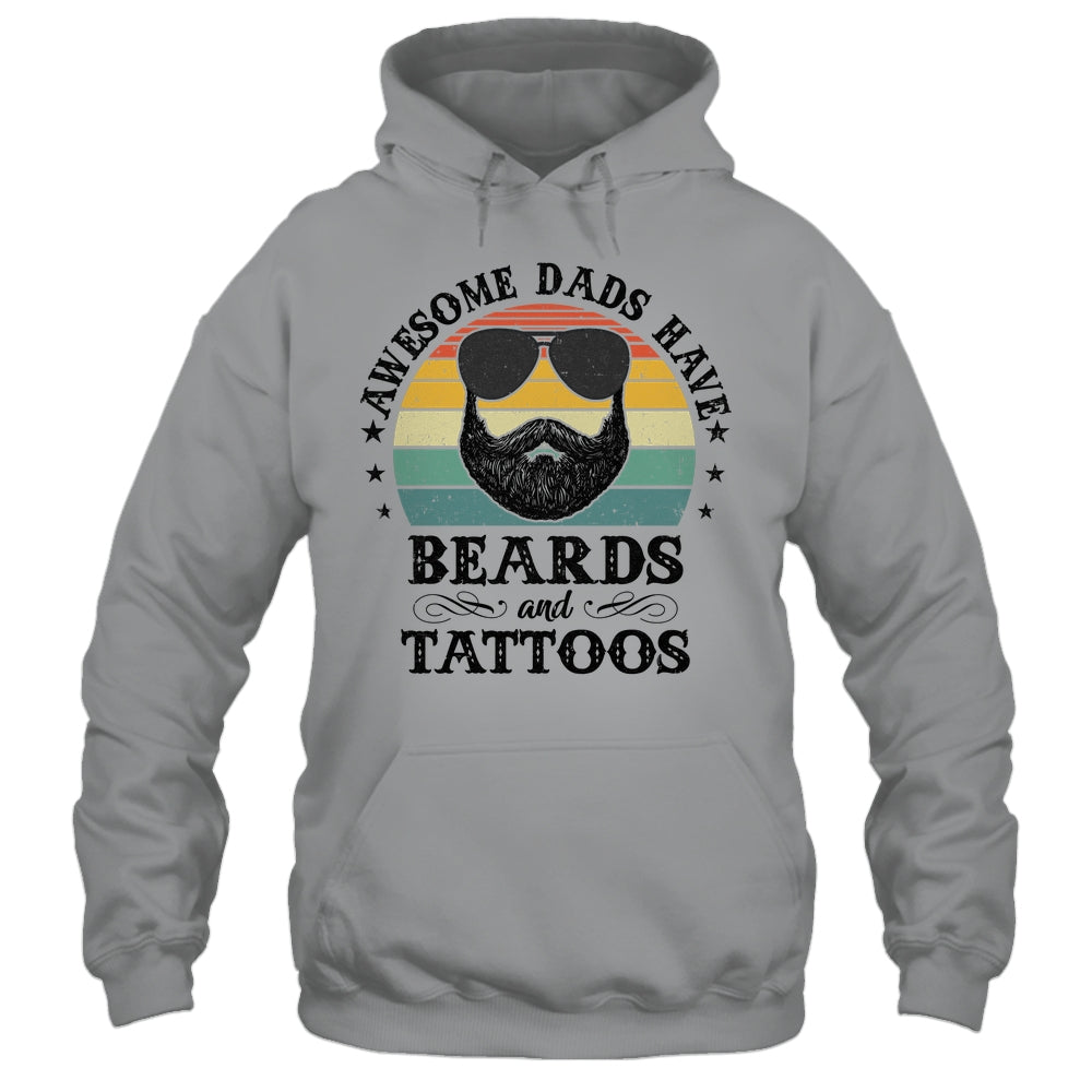 Awesome Dads Have Tattoos And Beards Funny Bearded Dad Shirt & Hoodie | siriusteestore