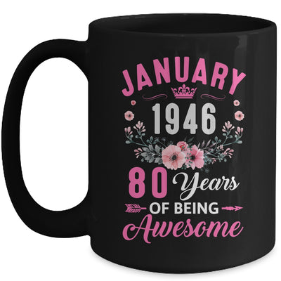 Awesome Since 1946 80 Years Old January 80th Birthday Women Mug | siriusteestore