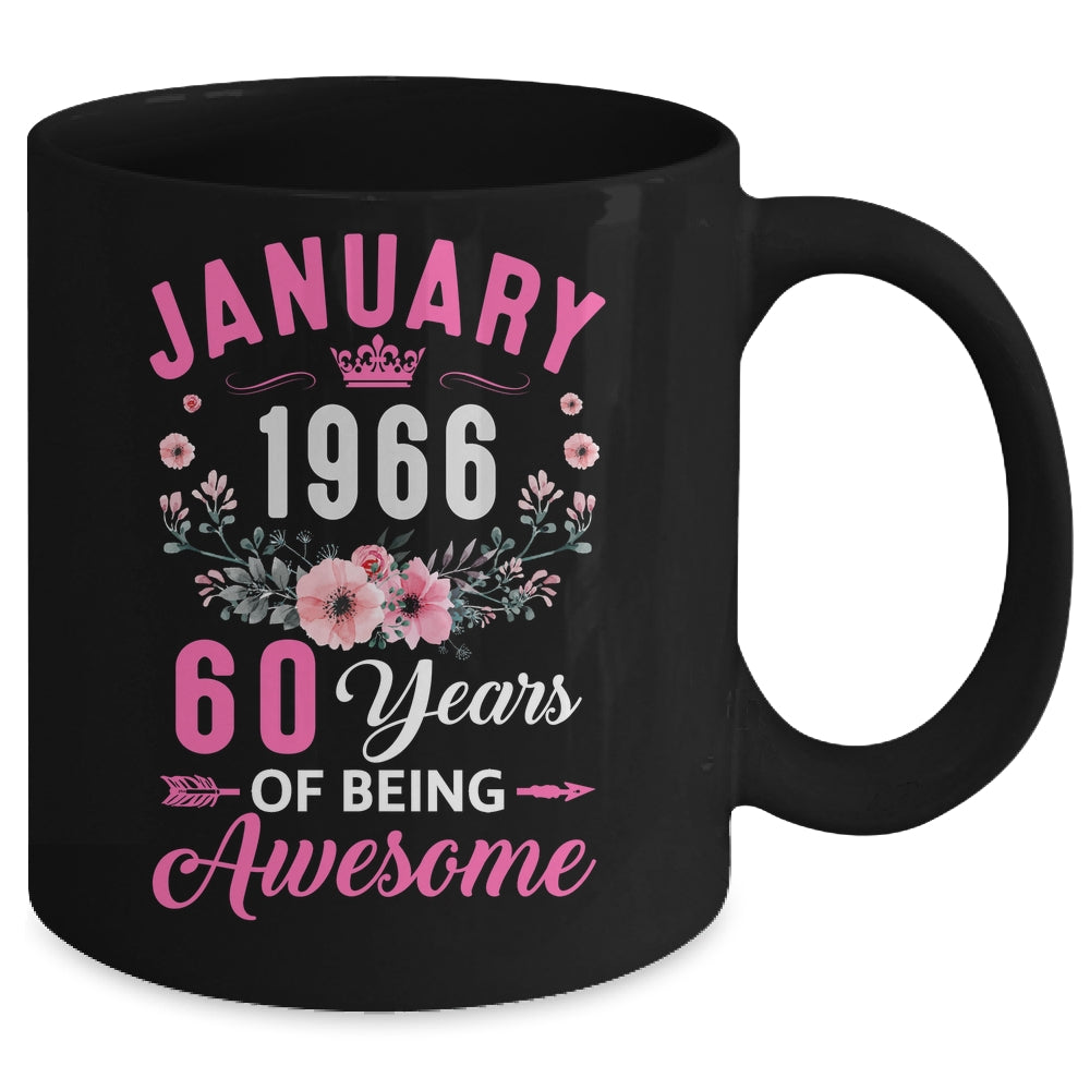 Awesome Since 1966 60 Years Old January 60th Birthday Women Mug | siriusteestore