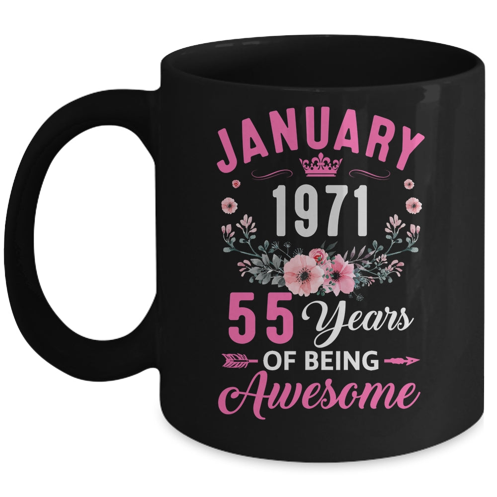 Awesome Since 1971 55 Years Old January 55th Birthday Women Mug | siriusteestore