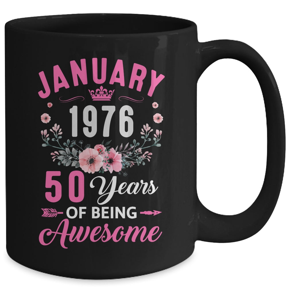 Awesome Since 1976 50 Years Old January 50th Birthday Women Mug | siriusteestore
