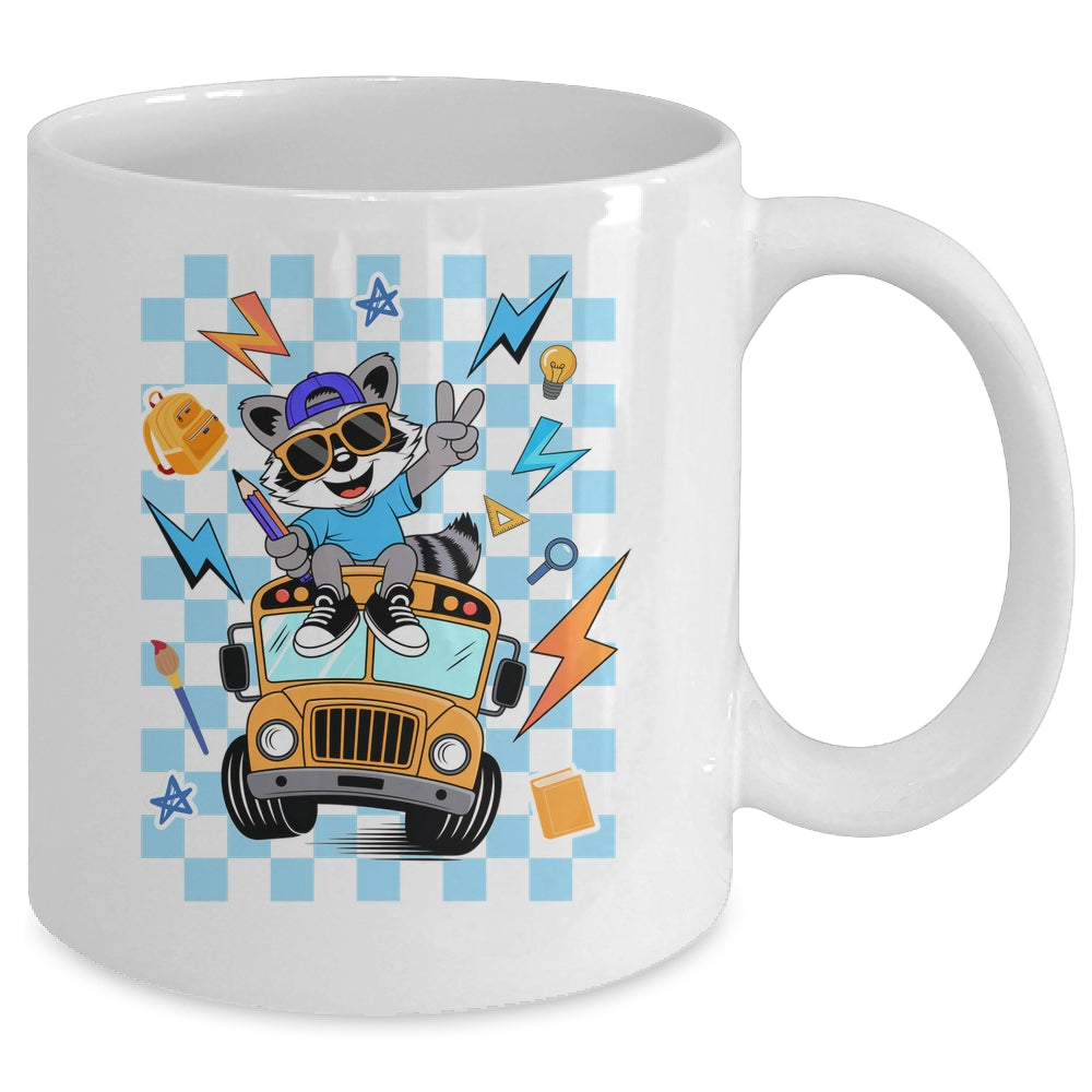 Back To School 1st First Day Of School Raccoon Boy Kids Mug | siriusteestore