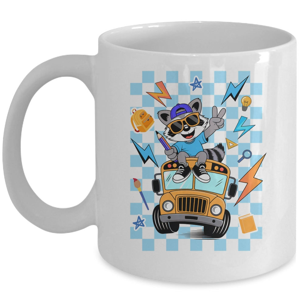 Back To School 1st First Day Of School Raccoon Boy Kids Mug | siriusteestore