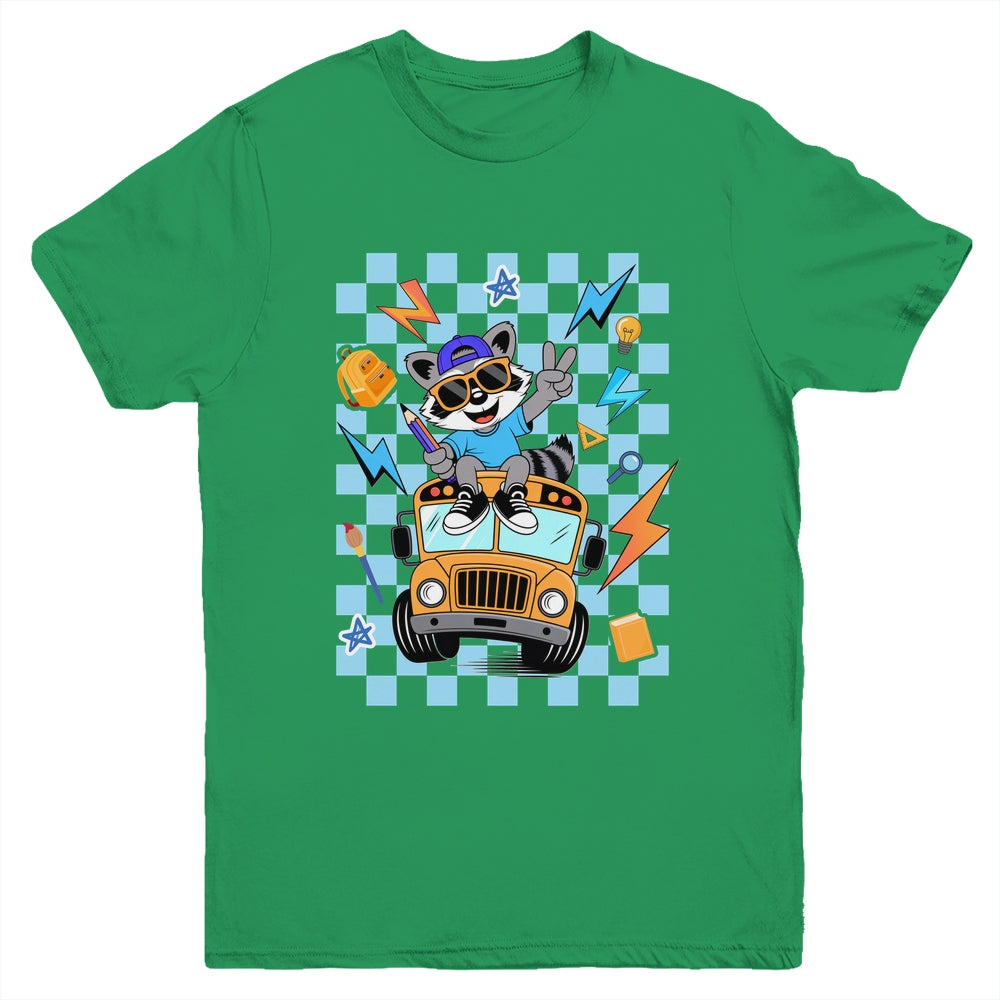 Back To School 1st First Day Of School Raccoon Boy Kids Youth Shirt | siriusteestore