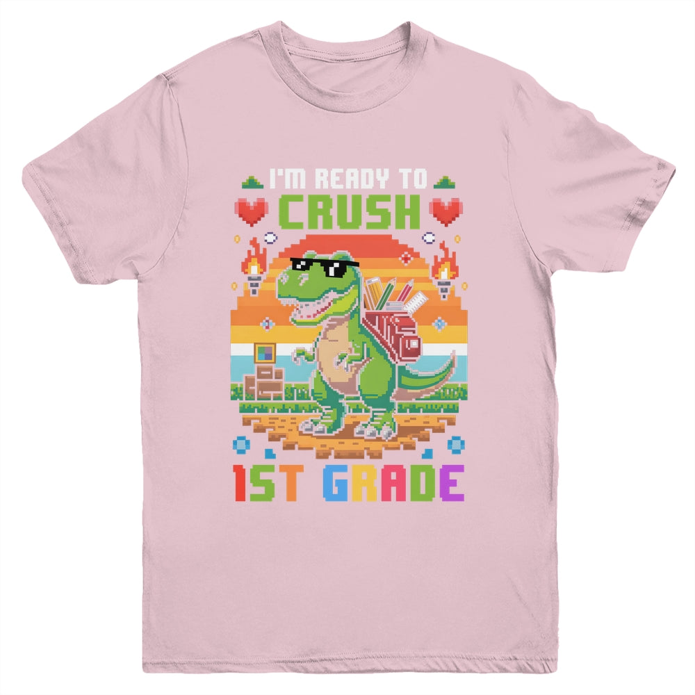 Back To School 1st Grade Boys I'm Ready To Crush Dinosaur Youth Shirt | siriusteestore