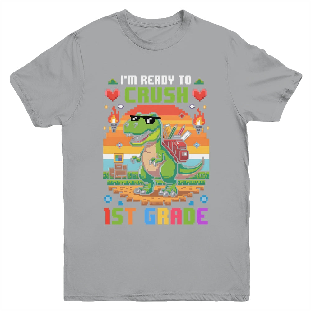 Back To School 1st Grade Boys I'm Ready To Crush Dinosaur Youth Shirt | siriusteestore
