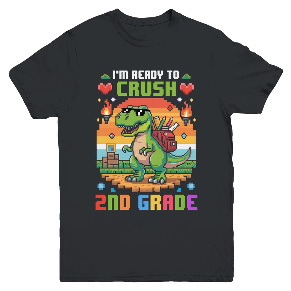 Back To School 2nd Grade Boys I'm Ready To Crush Dinosaur Youth Shirt | siriusteestore
