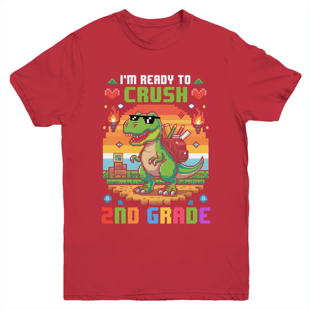 Back To School 2nd Grade Boys I'm Ready To Crush Dinosaur Youth Shirt | siriusteestore