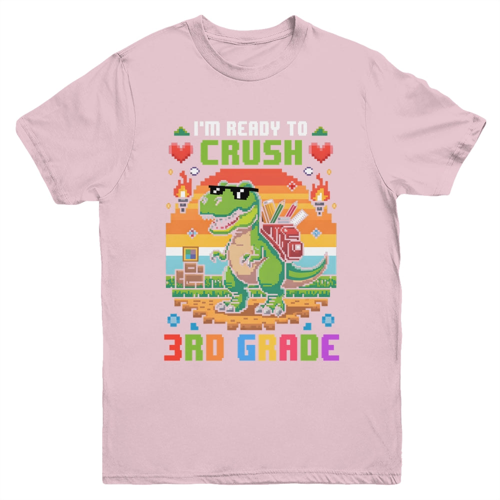 Back To School 3rd Grade Boys I'm Ready To Crush Dinosaur Youth Shirt | siriusteestore