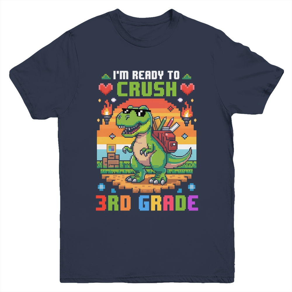 Back To School 3rd Grade Boys I'm Ready To Crush Dinosaur Youth Shirt | siriusteestore