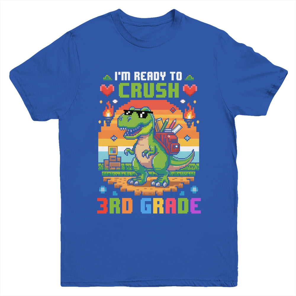 Back To School 3rd Grade Boys I'm Ready To Crush Dinosaur Youth Shirt | siriusteestore