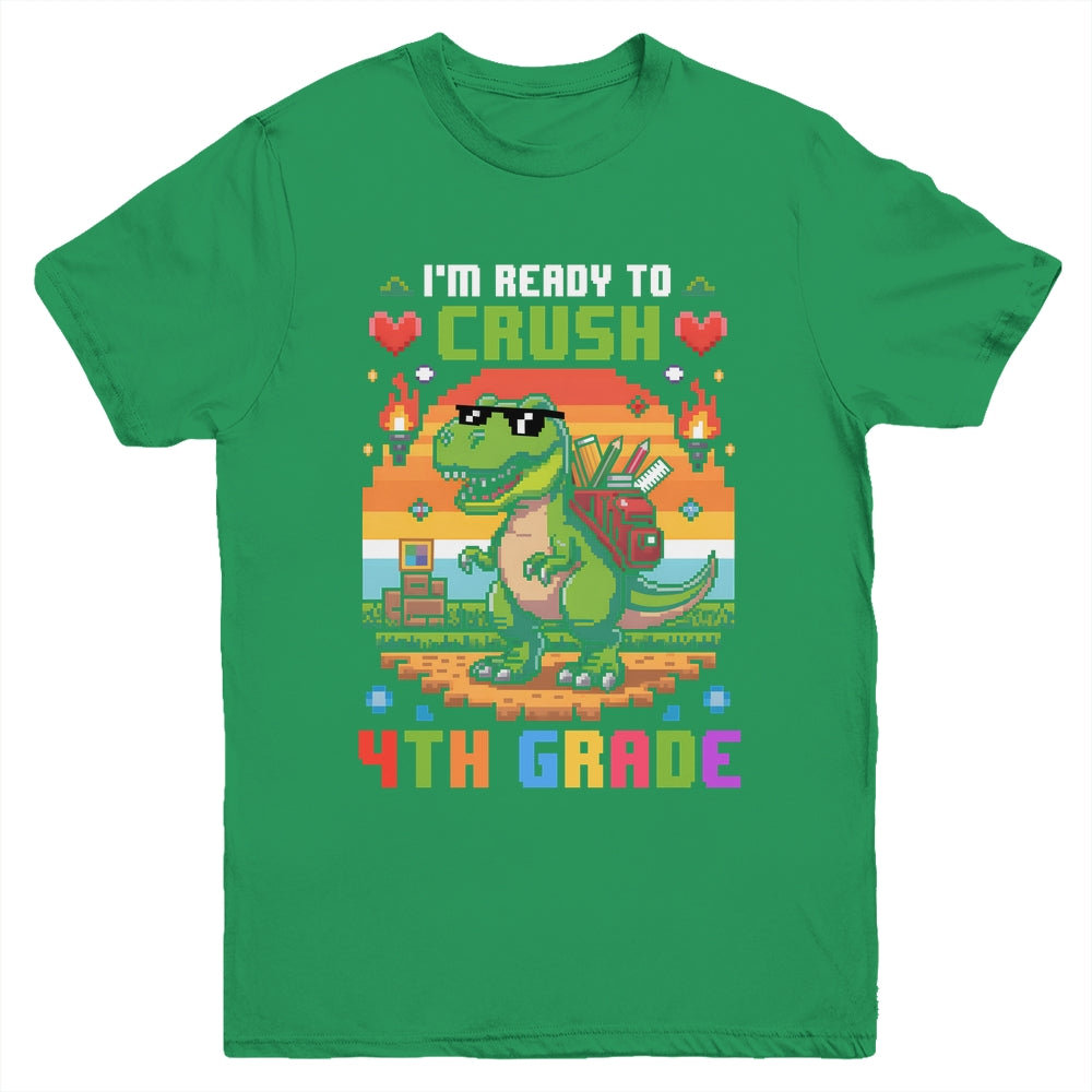 Back To School 4th Grade Boys I'm Ready To Crush Dinosaur Youth Shirt | siriusteestore