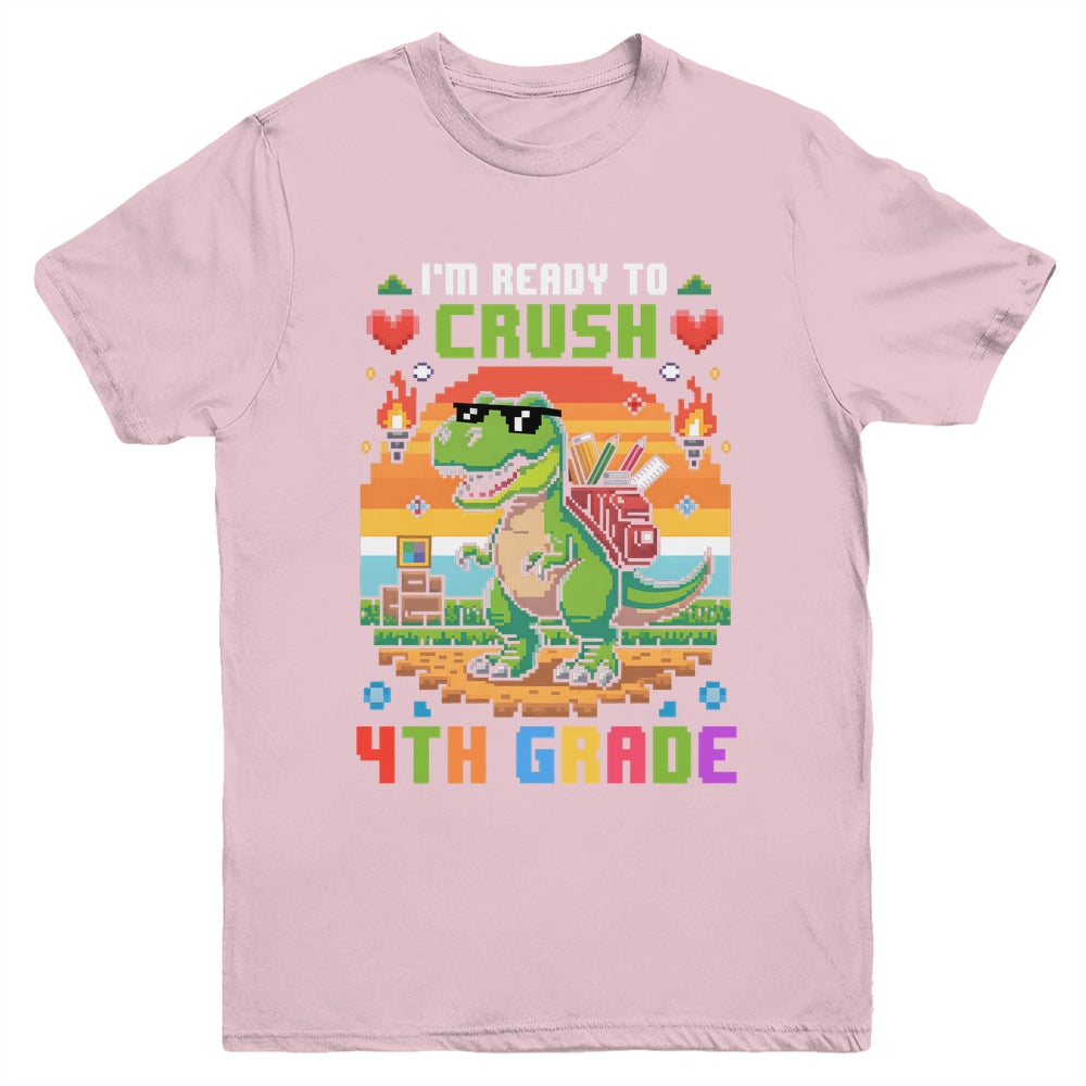 Back To School 4th Grade Boys I'm Ready To Crush Dinosaur Youth Shirt | siriusteestore
