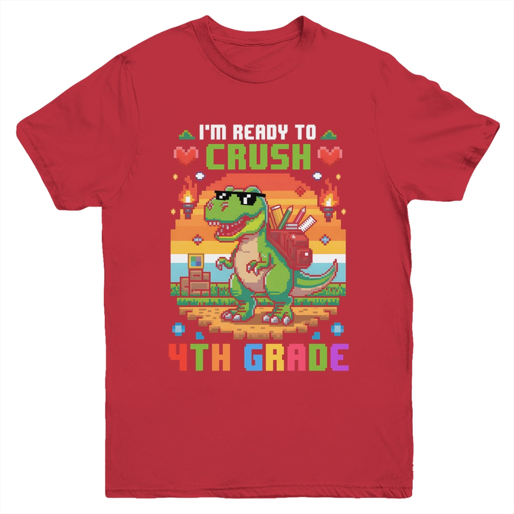 Back To School 4th Grade Boys I'm Ready To Crush Dinosaur Youth Shirt | siriusteestore