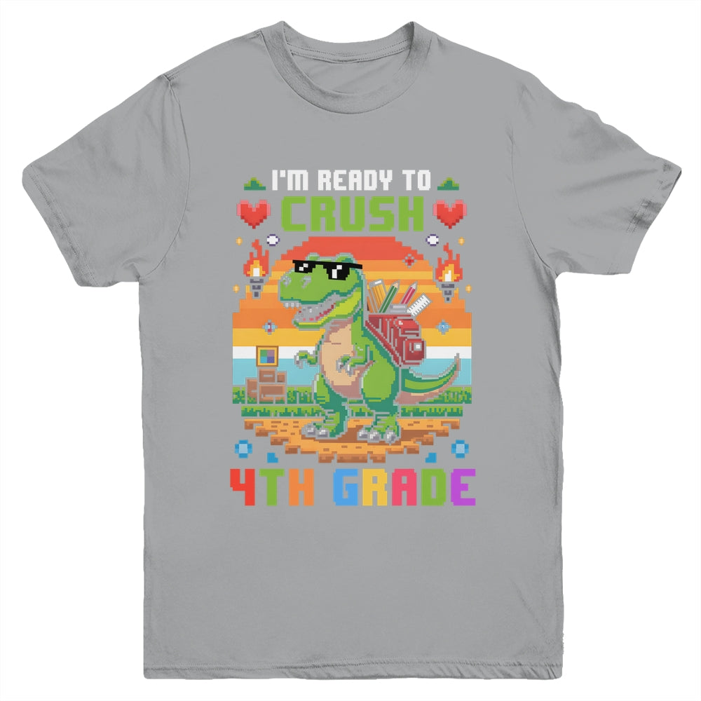 Back To School 4th Grade Boys I'm Ready To Crush Dinosaur Youth Shirt | siriusteestore
