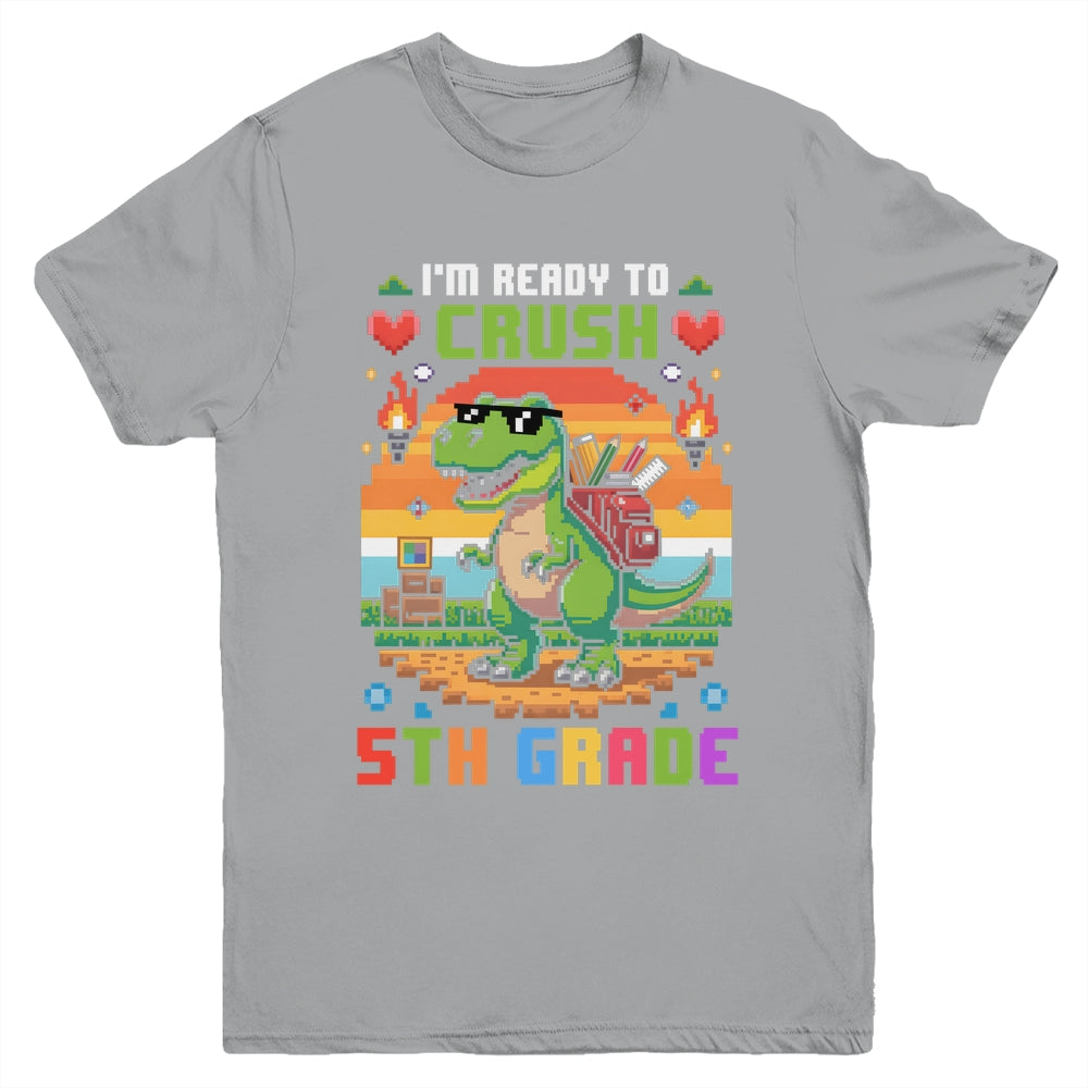 Back To School 5th Grade Boys I'm Ready To Crush Dinosaur Youth Shirt | siriusteestore