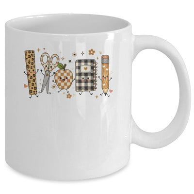 Back To School Cute Teacher Leopard Pencil Checkered Women Mug | siriusteestore