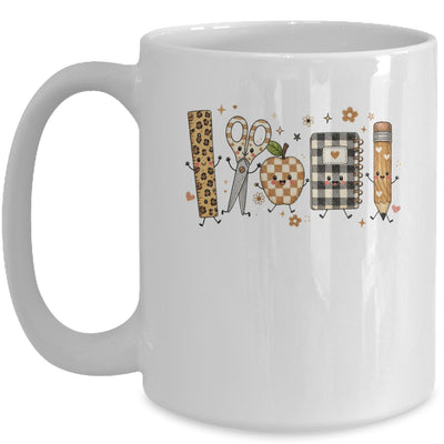 Back To School Cute Teacher Leopard Pencil Checkered Women Mug | siriusteestore