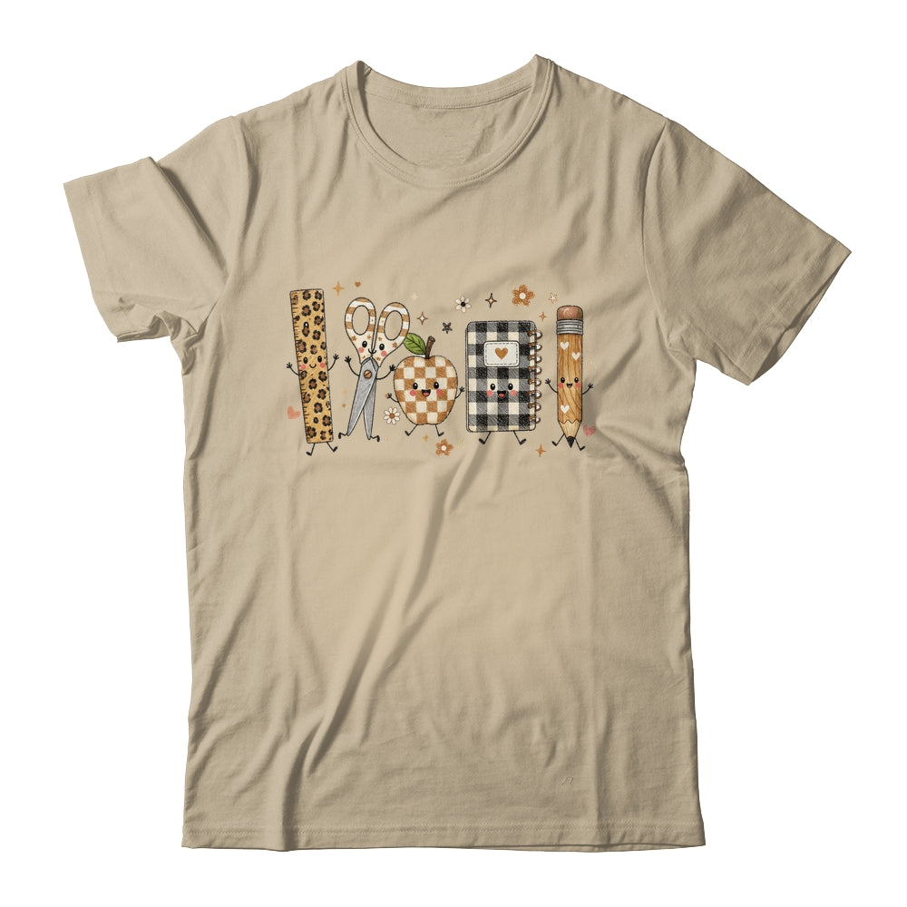 Back To School Cute Teacher Leopard Pencil Checkered Women Shirt & Hoodie | siriusteestore
