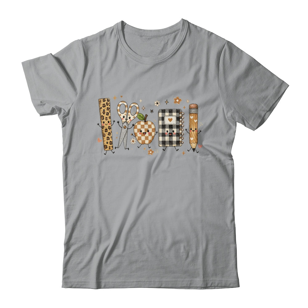 Back To School Cute Teacher Leopard Pencil Checkered Women Shirt & Hoodie | siriusteestore