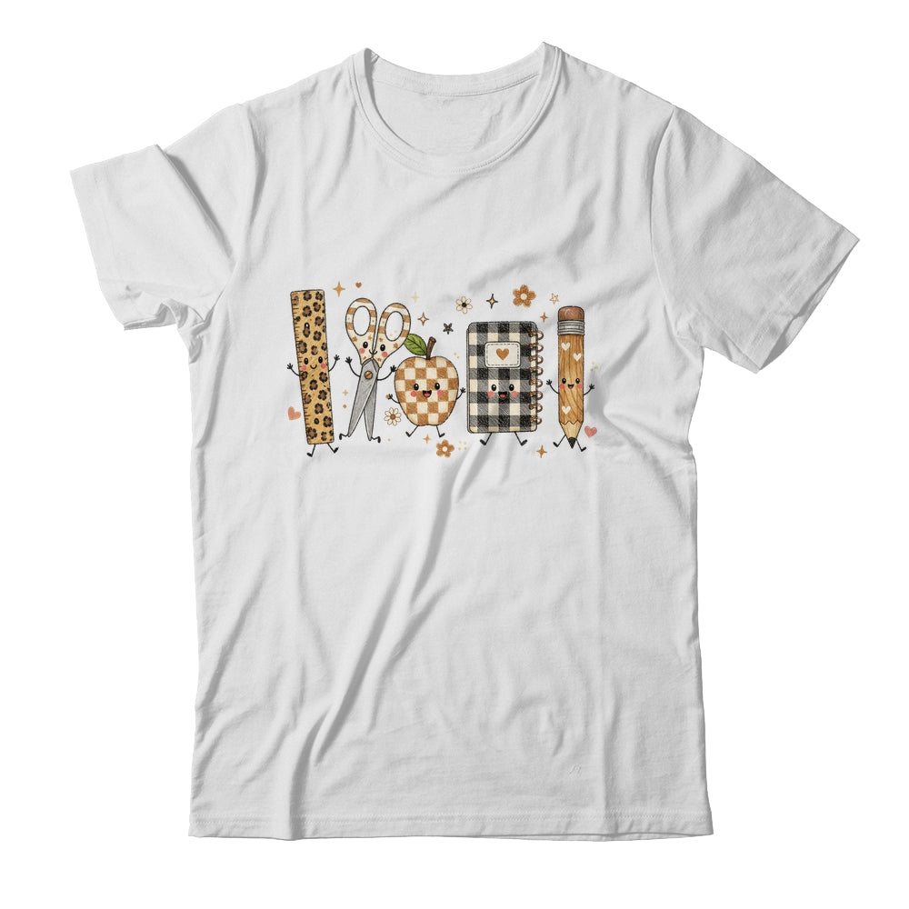 Back To School Cute Teacher Leopard Pencil Checkered Women Shirt & Hoodie | siriusteestore