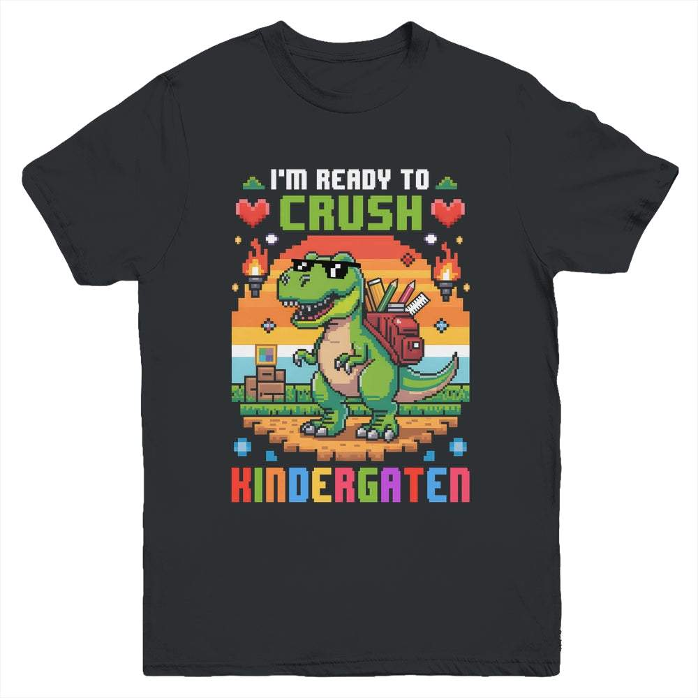 Back To School Kindergarten Boys I'm Ready To Crush Dinosaur Youth Shirt | siriusteestore