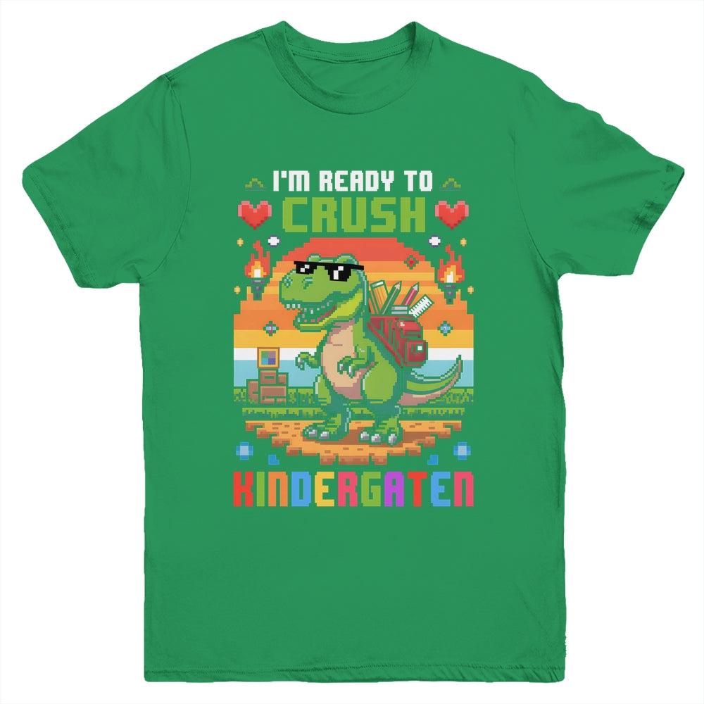 Back To School Kindergarten Boys I'm Ready To Crush Dinosaur Youth Shirt | siriusteestore
