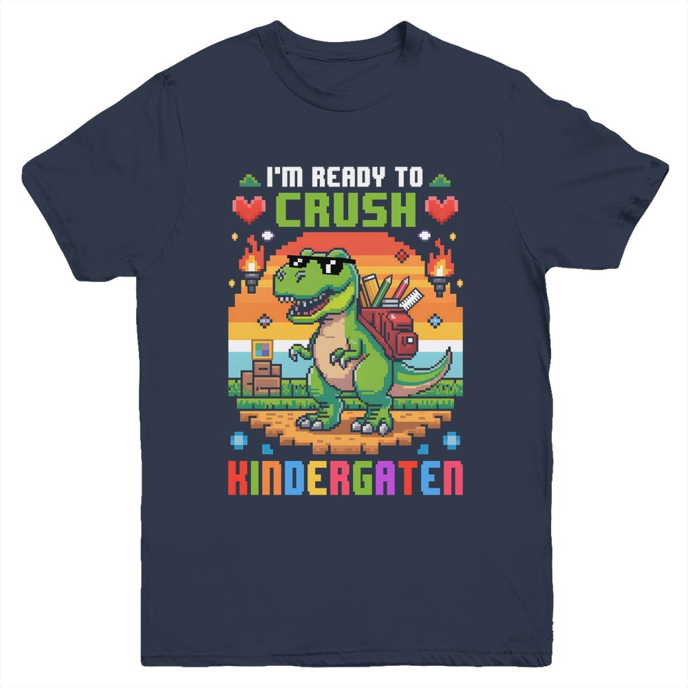 Back To School Kindergarten Boys I'm Ready To Crush Dinosaur Youth Shirt | siriusteestore