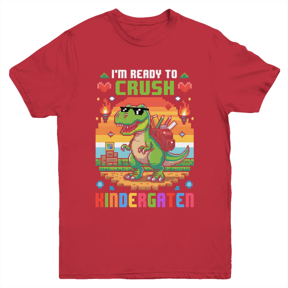 Back To School Kindergarten Boys I'm Ready To Crush Dinosaur Youth Shirt | siriusteestore