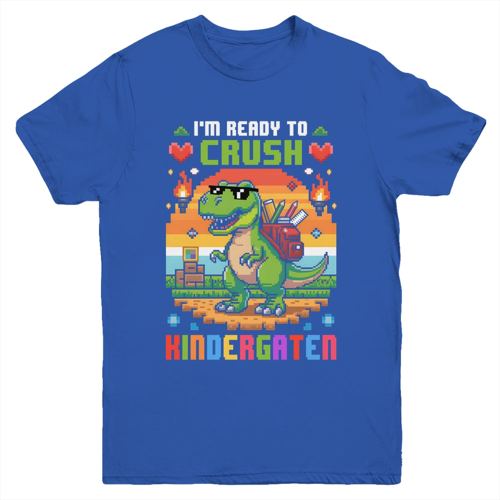 Back To School Kindergarten Boys I'm Ready To Crush Dinosaur Youth Shirt | siriusteestore