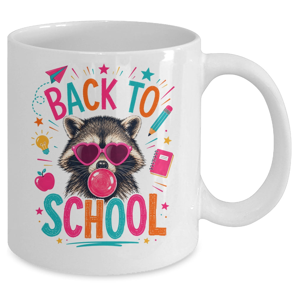 Back To School Raccoon Cute Teacher Bubble Gum Funny Mug | siriusteestore