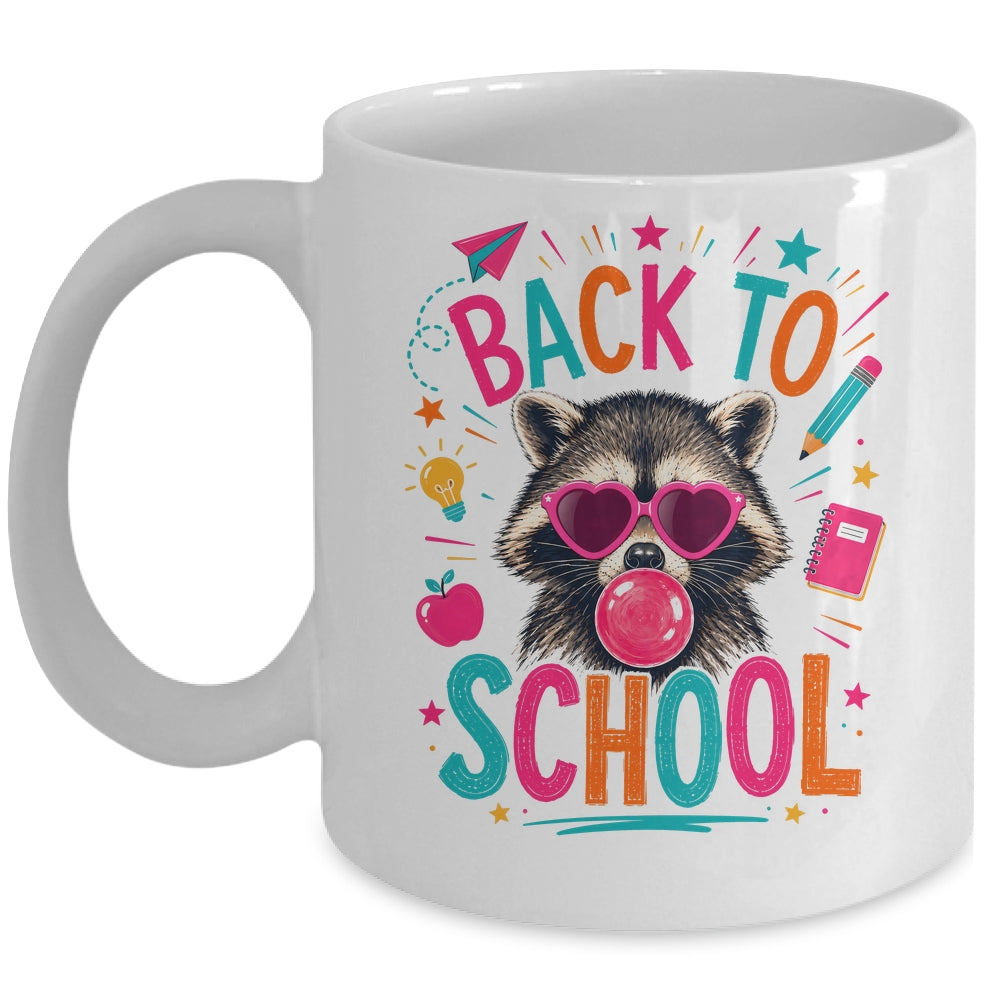 Back To School Raccoon Cute Teacher Bubble Gum Funny Mug | siriusteestore