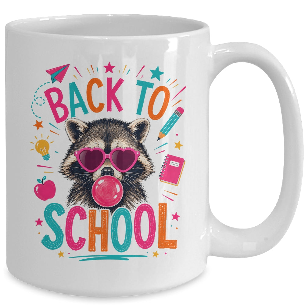 Back To School Raccoon Cute Teacher Bubble Gum Funny Mug | siriusteestore