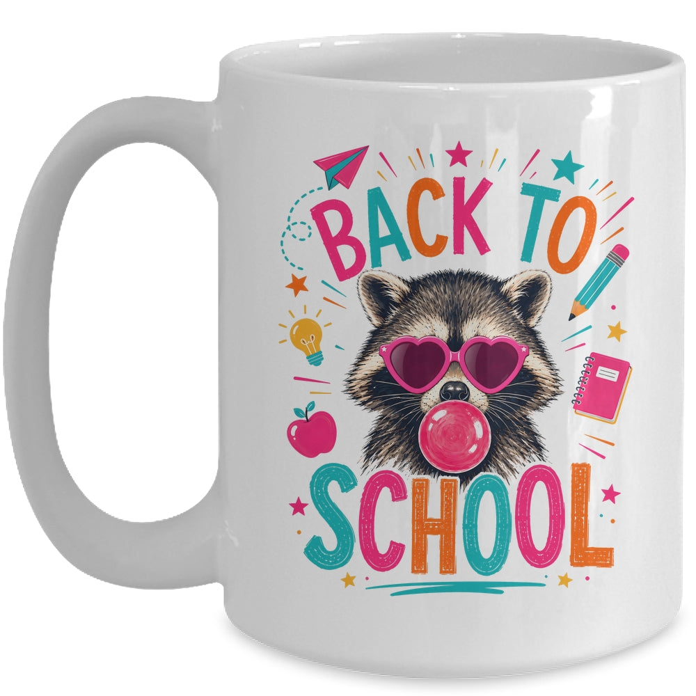 Back To School Raccoon Cute Teacher Bubble Gum Funny Mug | siriusteestore
