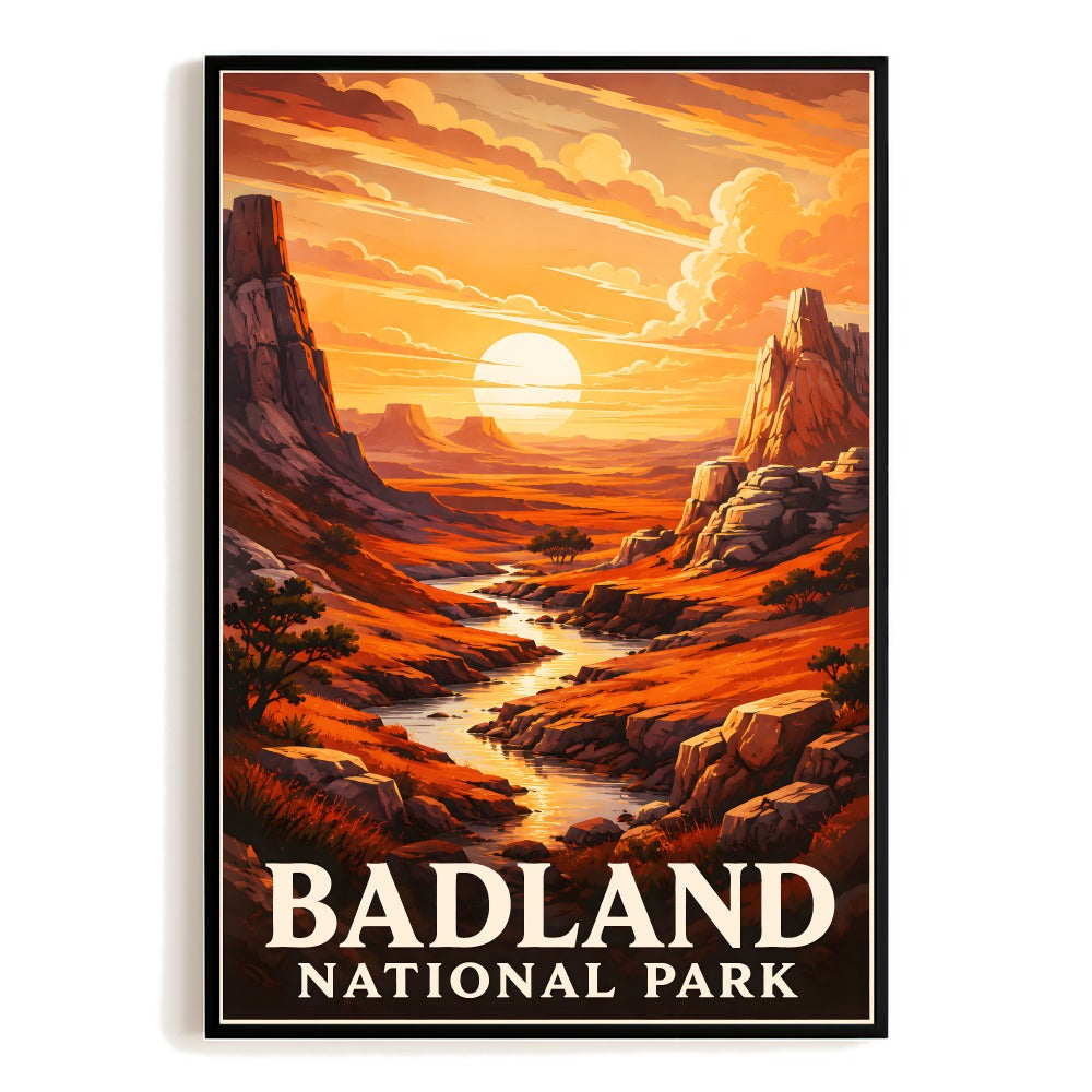 Badlands National Park Travel Poster Souvenir Vintage Landscape Wall Art South Dakota Scenic Print Painting Picture For Home Living Room Office Bedroom Decor Unframed | siriusteestore