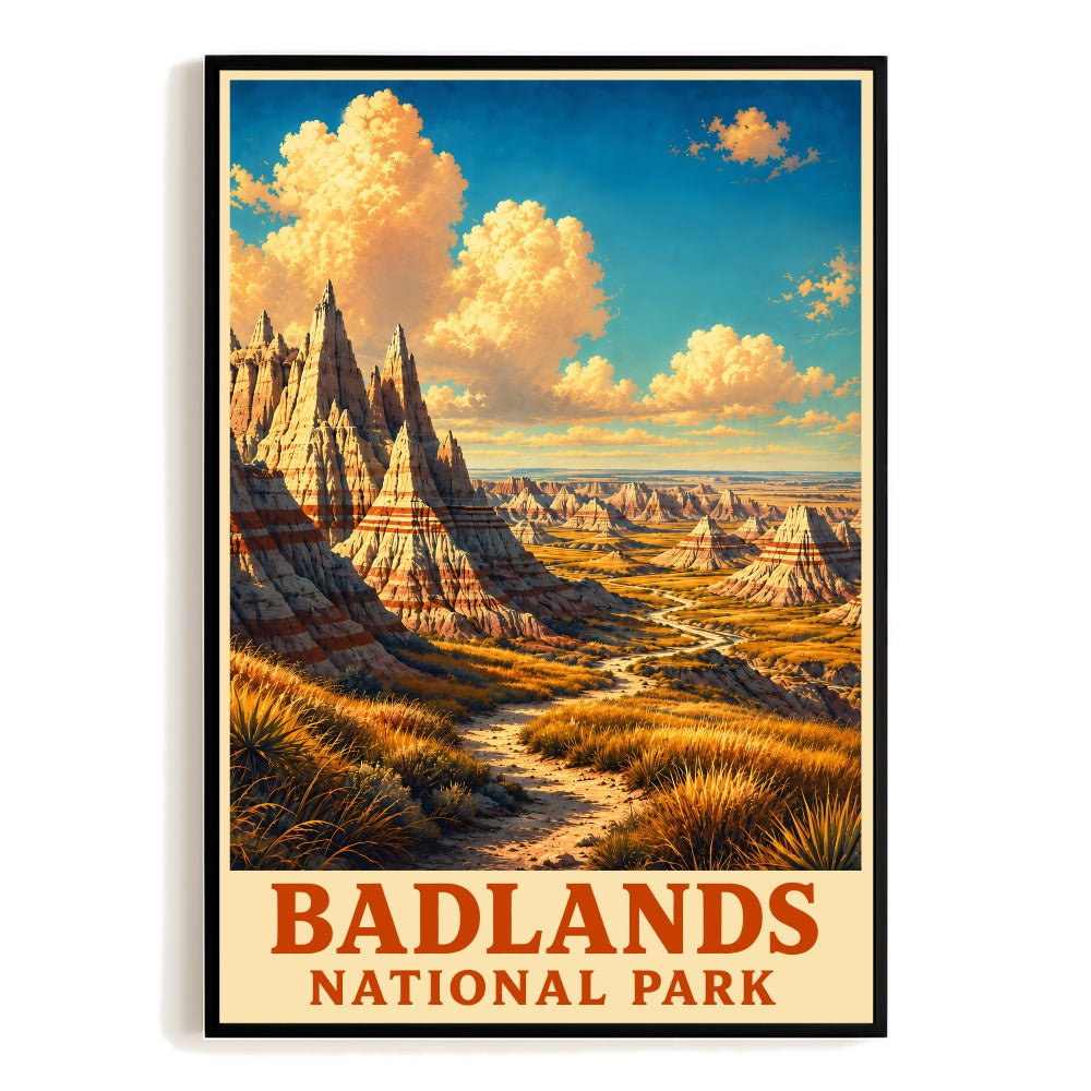 Badlands National Park Travel Poster Vintage Landscape Canyon Art Print Scenic Badlands Wall Decor Nature Adventure Souvenir Picture Ideal For Home Office Unframed | siriusteestore